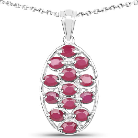 2.86 Carat Glass Filled Ruby .925 Sterling Silver Pendant - Fashion Apparel 
