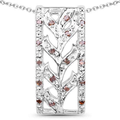 0.10 Carat Genuine Red Diamond .925 Sterling Silver Pendant - Fashion Apparel 