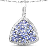 1.96 Carat Genuine Tanzanite .925 Sterling Silver Pendant - Fashion Apparel 