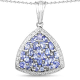 1.96 Carat Genuine Tanzanite .925 Sterling Silver Pendant - Fashion Apparel 