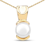 14K Yellow Gold Plated 1.50 Carat Genuine Pearl .925 Sterling Silver Pendant - Fashion Apparel 