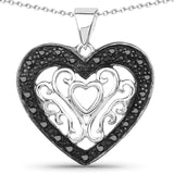 0.22 Carat Genuine Black Diamond .925 Sterling Silver Pendant - Fashion Apparel 