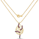 14K Yellow Gold Plated 0.79 Carat Genuine Ruby .925 Sterling Silver Pendant - Fashion Apparel 
