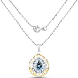 14K Yellow Gold Plated 4.44 Carat Genuine London Blue Topaz and Blue Topaz .925 Sterling Silver Pendant - Fashion Apparel 