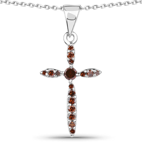 0.22 Carat Genuine Red Diamond .925 Sterling Silver Pendant - Fashion Apparel 