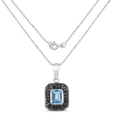 2.37 Carat Genuine Swiss Blue Topaz and Black Spinel .925 Sterling Silver Pendant - Fashion Apparel 