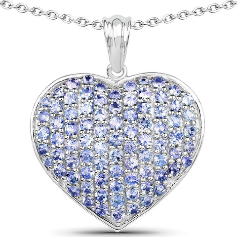 2.43 Carat Genuine Tanzanite .925 Sterling Silver Pendant - Fashion Apparel 
