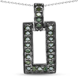 0.36 Carat Genuine Green Diamond .925 Sterling Silver Pendant - Fashion Apparel 
