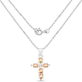 1.10 Carat Genuine Orange Sapphire .925 Sterling Silver Pendant - Fashion Apparel 