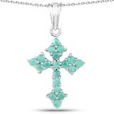 1.14 Carat Genuine Emerald .925 Sterling Silver Pendant - Fashion Apparel 