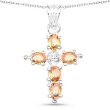 1.10 Carat Genuine Orange Sapphire .925 Sterling Silver Pendant - Fashion Apparel 