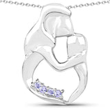 0.14 Carat Genuine Tanzanite .925 Sterling Silver Pendant - Fashion Apparel 