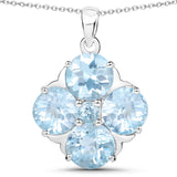 12.61 Carat Genuine Blue Topaz .925 Sterling Silver Pendant - Fashion Apparel 