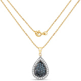 14K Yellow Gold Plated 0.81 Carat Genuine Blue Diamond and White Diamond .925 Sterling Silver Pendant - Fashion Apparel 