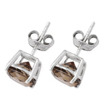 Fire Orange Coated Topaz Well-Crafted In Rhodium Plated Sterling Silver Earring - Fashion Apparel 