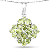3.40 Carat Genuine Peridot .925 Sterling Silver Pendant - Fashion Apparel 