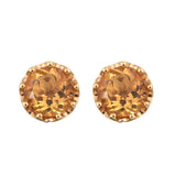 Yellow Gold Rhodium Plated Sterling Silver Earrings With Polished Citrine, Natural White Zircon - Fashion Apparel 