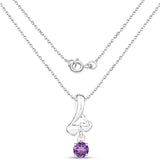 0.73 Carat Genuine Amethyst .925 Sterling Silver Pendant - Fashion Apparel 