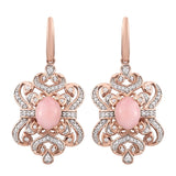 Peruvian Pink Opal Sterling Silver Earrings Plated With Rose Gold Rhodium. - Fashion Apparel 