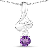0.73 Carat Genuine Amethyst .925 Sterling Silver Pendant - Fashion Apparel 