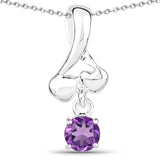 0.73 Carat Genuine Amethyst .925 Sterling Silver Pendant - Fashion Apparel 