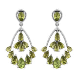 Sterling Silver Peridot Earrings Finishing With Rhodium - Fashion Apparel 