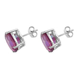 Polished Bahaman Pink Quartz Studded Earring With Rhodium Plated Sterling Silver - Fashion Apparel 