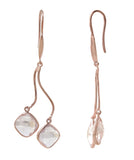 Chandelier Rose Quartz Drop Earrings Set In Rose Gold - Fashion Apparel 