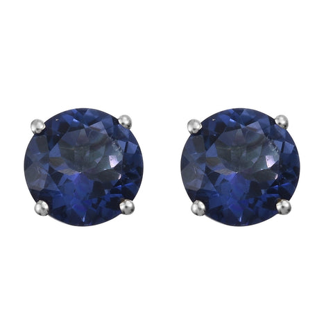 Elegant Looking Sterling Silver Earrings Featuring Rhodium Plating And Polished Odyssey Tanzanite - Fashion Apparel 