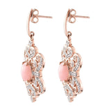 Peruvian Pink Opal Sterling Silver Earrings Plated With Rose Gold Rhodium. - Fashion Apparel 