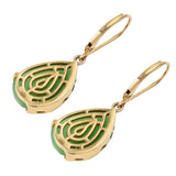 Sterling Silver Dyed Jade Earrings Plated With Yellow Gold Rhodium. - Fashion Apparel 