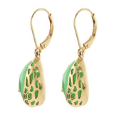 Sterling Silver Dyed Jade Earrings Plated With Yellow Gold Rhodium. - Fashion Apparel 