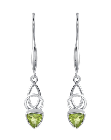Peridot Drop Earrings Set In Rhodium - Fashion Apparel 
