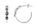 Graduated Smoky Quartz Earrings Set In Rhodium - Fashion Apparel 