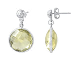 Lemon Quartz Drop Sterling Silver Earrings Set In Rhodium - Fashion Apparel 