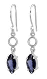 Iolite Drop Earrings Set In Rhodium - Fashion Apparel 