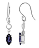 Iolite Drop Earrings Set In Rhodium - Fashion Apparel 