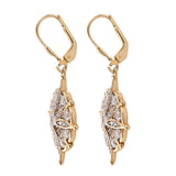 Yellow Gold Overlay Plated Sterling Silver Earring With Polished Natural White Zircon - Fashion Apparel 