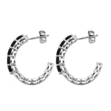 Elegant Looking Rhodium Plated Sterling Silver Earring With Black Spinel Gemstones - Fashion Apparel 