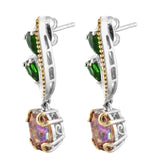 Drop Style Yellow Gold Pan Plating Sterling Silver Earring With Russian Diaopside, And Twilight  Coated Topaz - Fashion Apparel 