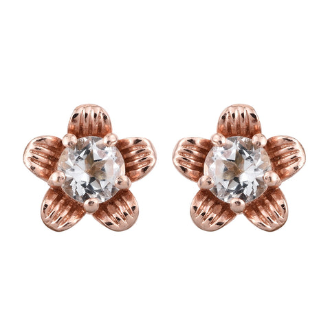 Rose Gold Plated Sterling Silver Earring With The Embellishment Of Polished White Topaz - Fashion Apparel 