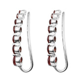 Graduated Enhanced Red Garnet Earrings Set In Rhodium - Fashion Apparel 