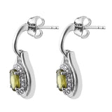 Vesuvianite Earrings With Natural White Zircons Set In Rhodium - Fashion Apparel 