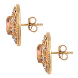 Oval Twilight Topaz Gemstone Earrings Set In Yellow Gold Rhodium - Fashion Apparel 