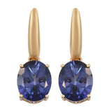 Odyssey Tanzanite Earrings Polished With Yellow Gold Rhodium In Sterling Silver. - Fashion Apparel 