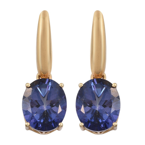 Odyssey Tanzanite Earrings Polished With Yellow Gold Rhodium In Sterling Silver. - Fashion Apparel 