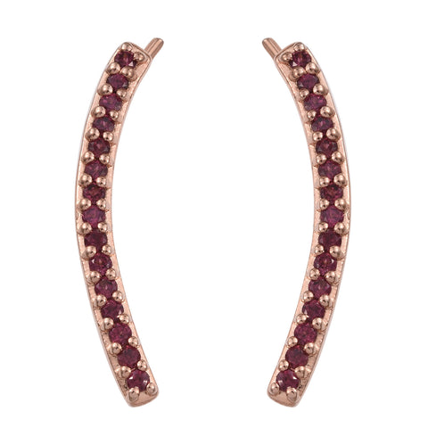 Rose Gold Rhodium Plated Sterling Silver Earring With Rhodolite Garnet - Fashion Apparel 