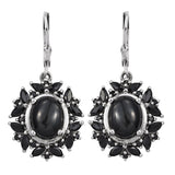 Drop Style Sterling Silver Rhodium Plated Earring Adorned With Black Star Diopside And, Black Spinel - Fashion Apparel 