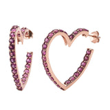 Rose Gold Rhodium Plated Sterling Silver Earring With Polished Rhodolite Garnet Gemstones. - Fashion Apparel 