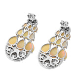 Drop Style Sterling Silver Earring With Rhodium Plating And Ethiopian Opal, And  Black Spinel - Fashion Apparel 